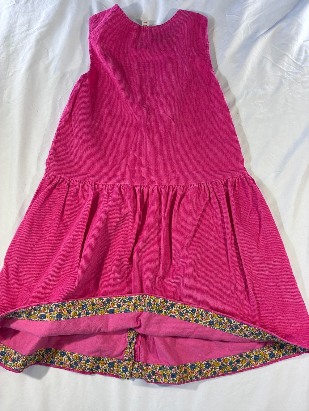 Mini Boden Bright Pink Corduroy Button-Front Pinafore - Picture 3 of 3